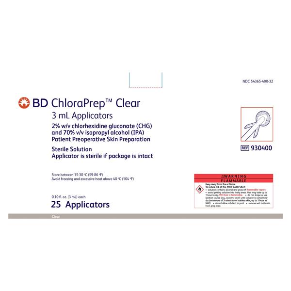 Applicator ChloraPrep CHG 2%/Isopropyl Alcohol 70% 3mL Clear 25/Bx, 4 BX/CA